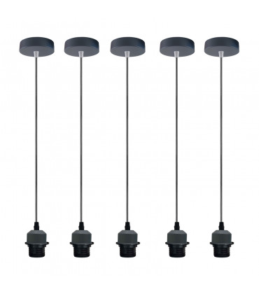 Pendant light holder 5 Pack Industrial Gray Lampshade Addable E27 Light