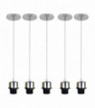 5 Pack Industrial Chrome Pendant Light, Lampshade Addable E27 Lamp Holder Light, E27 UK Holder Set With PVC Cable.