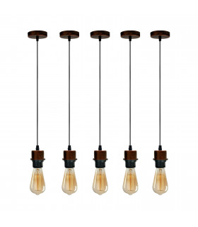 Pendant Light Kit Rustic Red      5 Pack Industrial Pendant Light