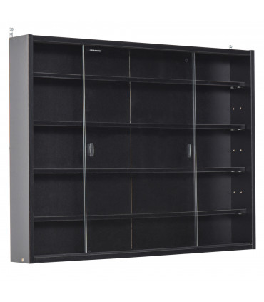 5-Tier Wall Display Shelf Unit Cabinet w/ Shelves Glass Doors Black