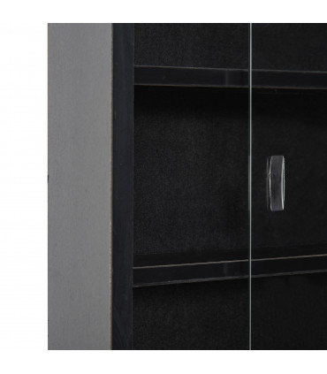 5-Tier Wall Display Shelf Unit Cabinet w/ Shelves Glass Doors Black