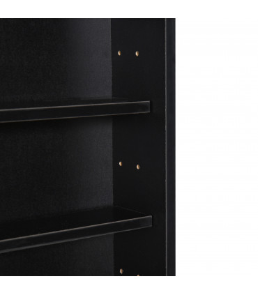 5-Tier Wall Display Shelf Unit Cabinet w/ Shelves Glass Doors Black