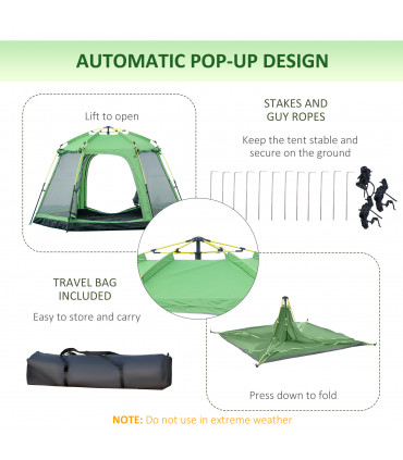 6 Person Camping Tent 2-Tier Pop-up Tent w/ Portable Carry Bag Outsunny