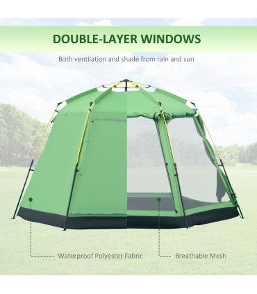 6 Person Camping Tent 2-Tier Pop-up Tent w/ Portable Carry Bag Outsunny