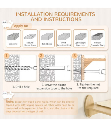 8 Piece Cat Shelves Set with Condo, 3 Perches, 3 Scratching Posts, Steps, Beige