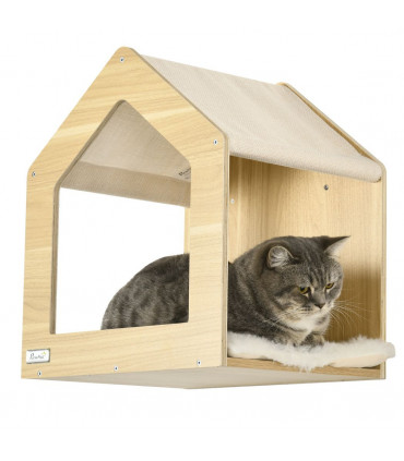 8 Piece Cat Shelves Set with Condo, 3 Perches, 3 Scratching Posts, Steps, Beige