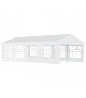 Gazebo Steel PE White 800L x 400W x 280Hcm 8m Garden Marquee Canopy Party