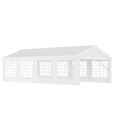 Gazebo Steel PE White 800L x 400W x 280Hcm 8m Garden Marquee Canopy Party