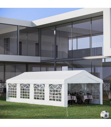 Gazebo Steel PE White 800L x 400W x 280Hcm 8m Garden Marquee Canopy Party