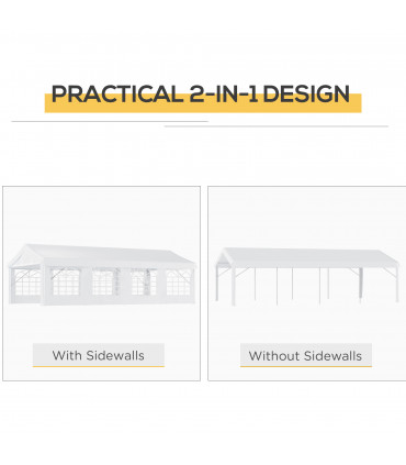 Gazebo Steel PE White 800L x 400W x 280Hcm 8m Garden Marquee Canopy Party