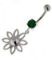 925 Sterling Silver Dotted Flower Belly Button Ring