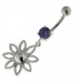 925 Sterling Silver Dotted Flower Belly Button Ring