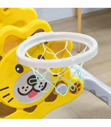 Kids Slide Yellow PE 74H x 131L x 50Wcm 2 in 1 Indoor Basketball Hoop 18-36 Mon