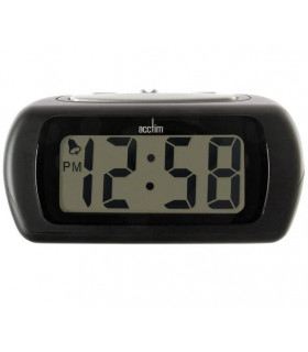 Alarm Clock Black Large LCD Display Modern Design Compact Size Easy Placement