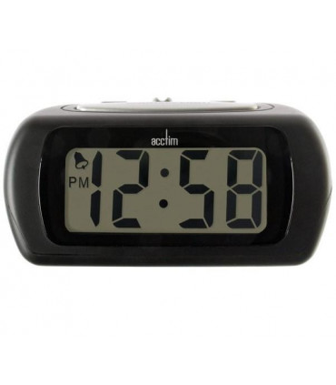 Alarm Clock Black Large LCD Display Modern Design Compact Size Easy Placement