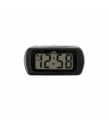 Alarm Clock Black Large LCD Display Modern Design Compact Size Easy Placement