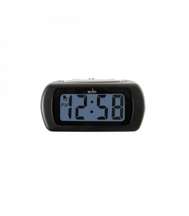 Alarm Clock Black Large LCD Display Modern Design Compact Size Easy Placement