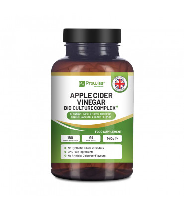 Apple Cider Vinegar with Bio Cultures Complex 1300mg 180 capsules I Vegan I Made in UK by Prowise