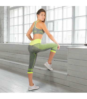 Track Suit Set Green Small Spandex + Nylon Yoga Sportswear Set for Women