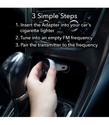 Aquarius Bluetooth Car Adapter FM Transmitter Hands-free Calling Car Kit, White