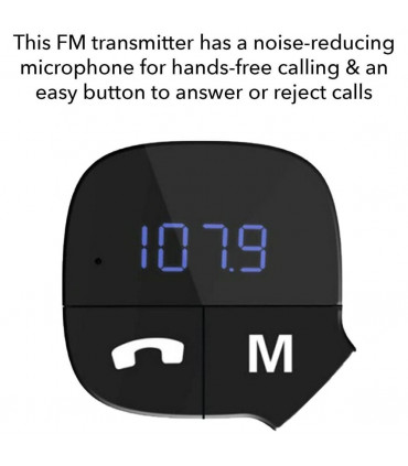 Aquarius Bluetooth Car Adapter FM Transmitter Hands-free Calling Car Kit, White