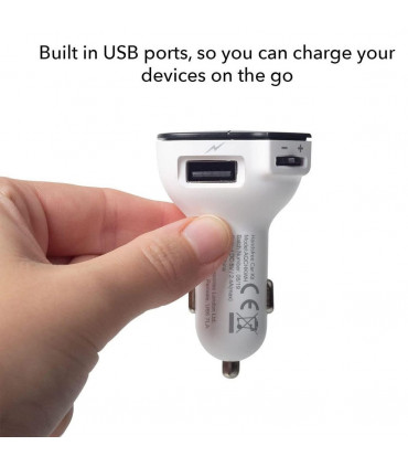 Aquarius Bluetooth Car Adapter FM Transmitter Hands-free Calling Car Kit, White