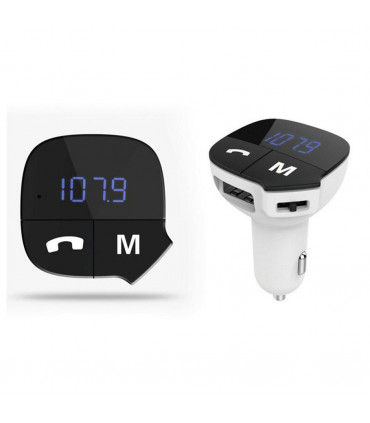 Aquarius Bluetooth Car Adapter FM Transmitter Hands-free Calling Car Kit, White
