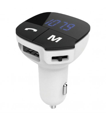 Aquarius Bluetooth Car Adapter FM Transmitter Hands-free Calling Car Kit, White