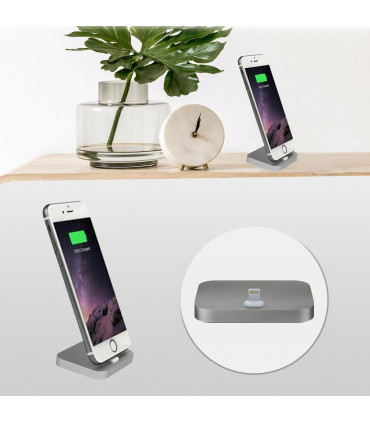 Aquarius Aluminium Phone Dock Compatible with Eight-Pin Devices, Space Grey
