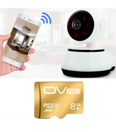 Aquarius 360 HD Indoor Smart Home White Camera With 8GB Gold Micro Sd Card