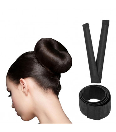 Aquarius Woman Hair Bun Maker Donut Lightweight and Portable, Black