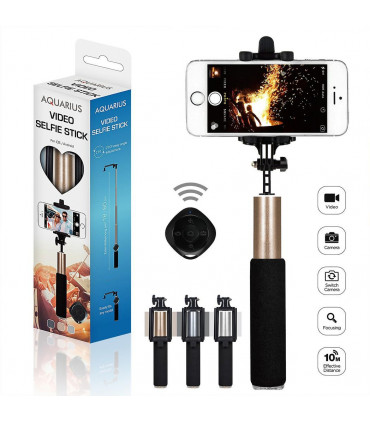 Aquarius Selfie Stick with Video Function - Gold