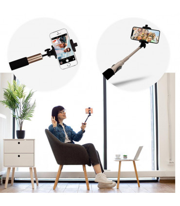 Aquarius Selfie Stick with Video Function - Gold
