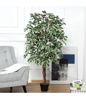 Artificial Ficus Silk Tree with Nursery Pot, Decorative Fake Plant, 160cm
