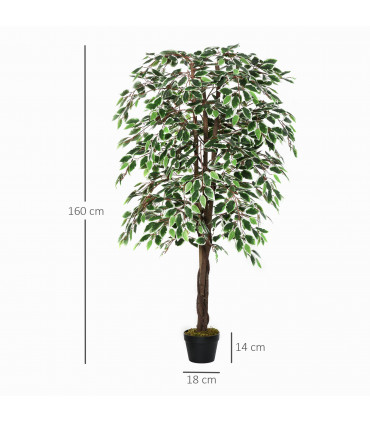 Artificial Ficus Silk Tree with Nursery Pot, Decorative Fake Plant, 160cm