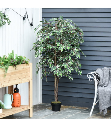 Artificial Ficus Silk Tree with Nursery Pot, Decorative Fake Plant, 160cm