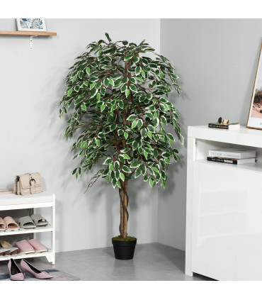 Artificial Ficus Silk Tree with Nursery Pot, Decorative Fake Plant, 160cm