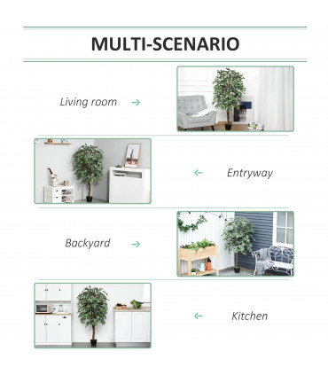 Artificial Ficus Silk Tree with Nursery Pot, Decorative Fake Plant, 160cm