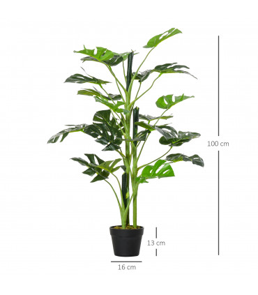 Artificial Monstera Tree 21 Leaves Palm Tree for Indoor Outdoor 1m