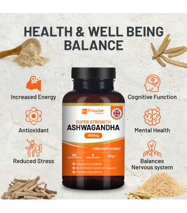 Ashwagandha 1500mg 180 Vegan Tablets | 6 Months’ Supply
