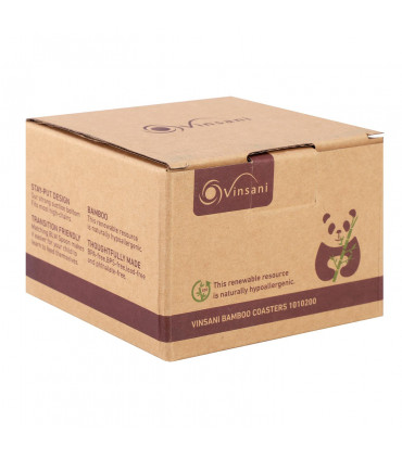 Bamboo Coasters Set of 4 Natural Wood Square Drink Coaster with Holder