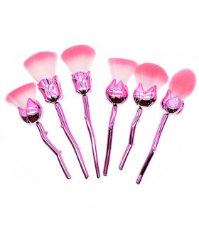 Beauty and the Beast-Inspired Rose Makeup Brushes with Glossy Handles