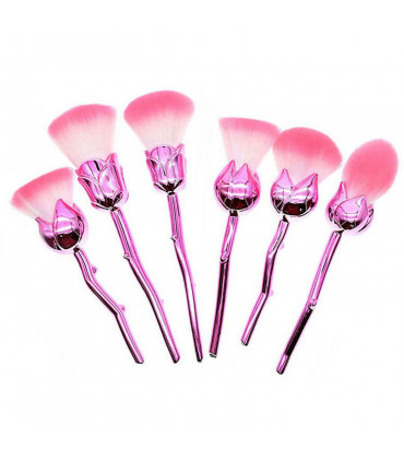 Beauty and the Beast-Inspired Rose Makeup Brushes with Glossy Handles