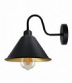 Wall Light Black Gold Inner Vintage Cone Shape Shade E27 Base 18cm Metal