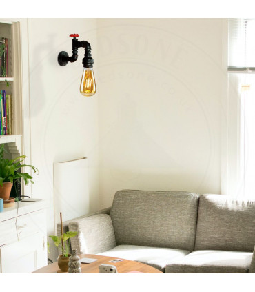 Vintage Retro Lamp Wall Light E27 60W Dimmable Black Metal Water Pipe Sconce