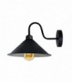 Wall Light Black Metal Cone Shape Shade E27 Base Socket Swan Neck Arm 22cm