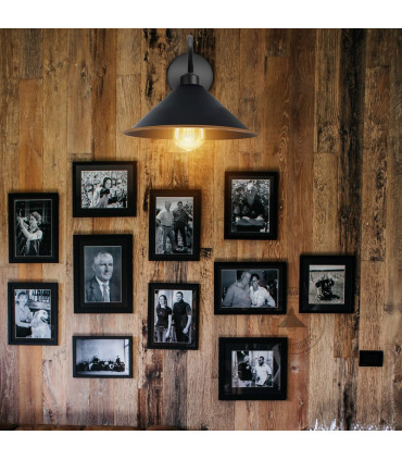 Wall Lamp Black Gold Cone Shape Shade E27 Base Socket Wall Sconce