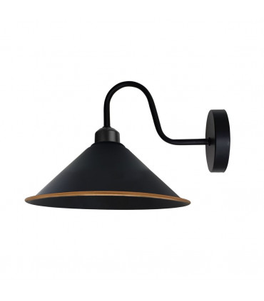 Wall Lamp Black Gold Cone Shape Shade E27 Base Socket Wall Sconce