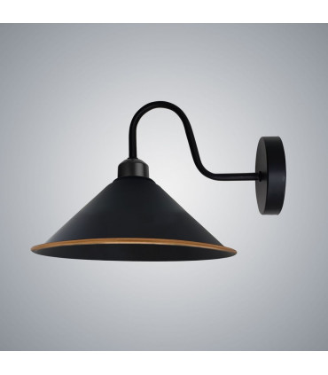 Wall Lamp Black Gold Cone Shape Shade E27 Base Socket Wall Sconce