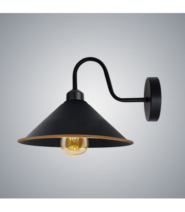 Wall Lamp Black Gold Cone Shape Shade E27 Base Socket Wall Sconce